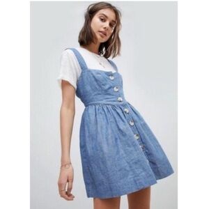 Free People Carolina Chambray Mini Dress Size: 12 Length: 35.5”